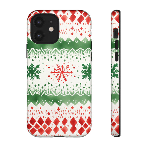 Watercolor Christmas Knitting - Impact Resistant Phone Case iPhone 12 Matte